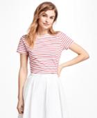 Brooks Brothers Women's Textured-stripe Stretch Cotton Jersey Tee Shirt