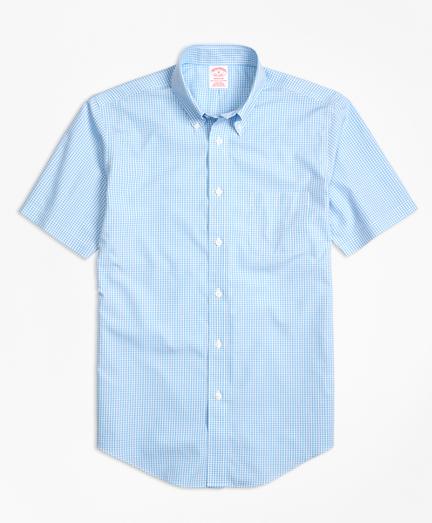 Brooks Brothers Non-iron Madison Fit Micro Check Short-sleeve Sport Shirt