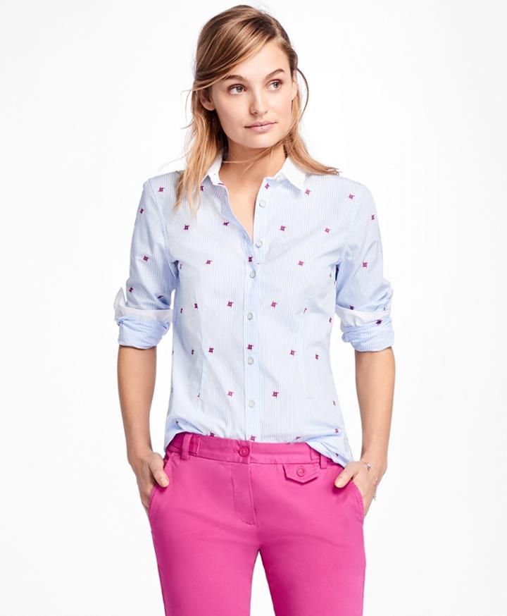 Brooks Brothers Women's Pinwheel Embroidered Jacquard Shirt