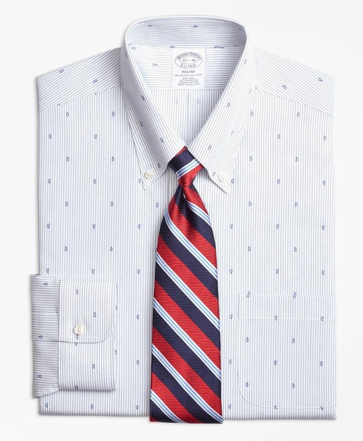 Brooks Brothers Men's Slim Fitted Dress Shirt, Non-iron Stripe Pine