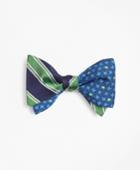 Brooks Brothers Men's Double Framed Stripe With Frog Motif Print Reversible Bow Tie
