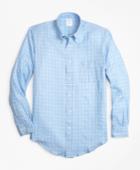 Brooks Brothers Men's Regent Fit  Windowpane Irish Linen Sport Shirt