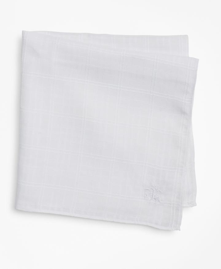 Brooks Brothers Men's Textured Windowpane Linen Pocket Square