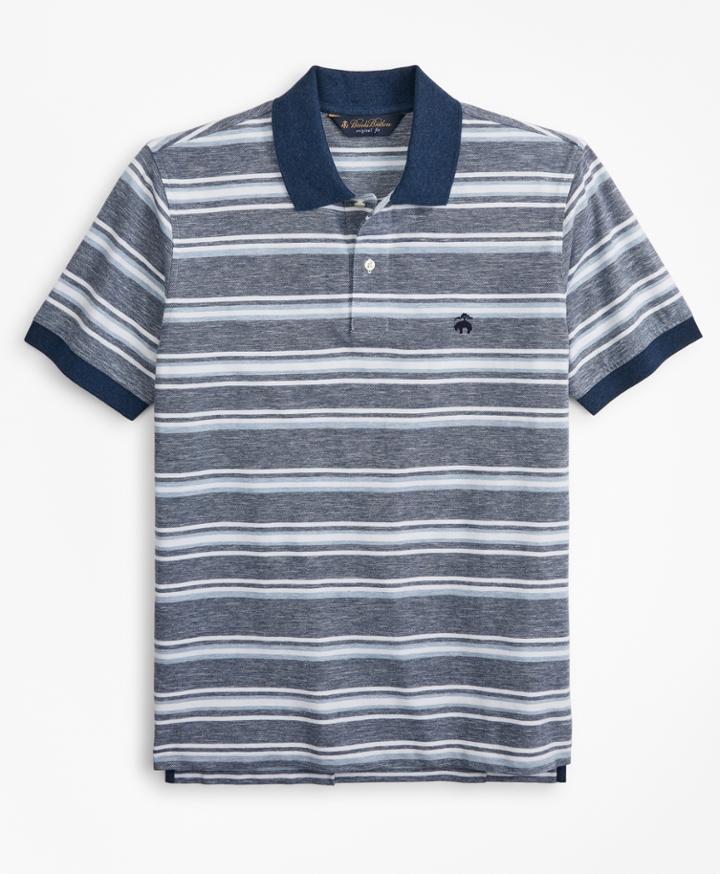Brooks Brothers Men's Original Fit Cotton And Linen Stripe Polo Shirt
