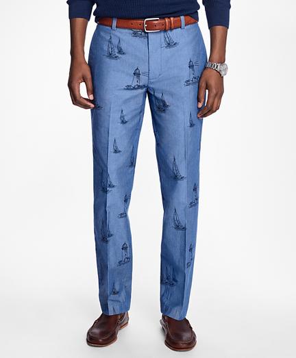 Brooks Brothers Milano Fit Chambray Boat Print Pants