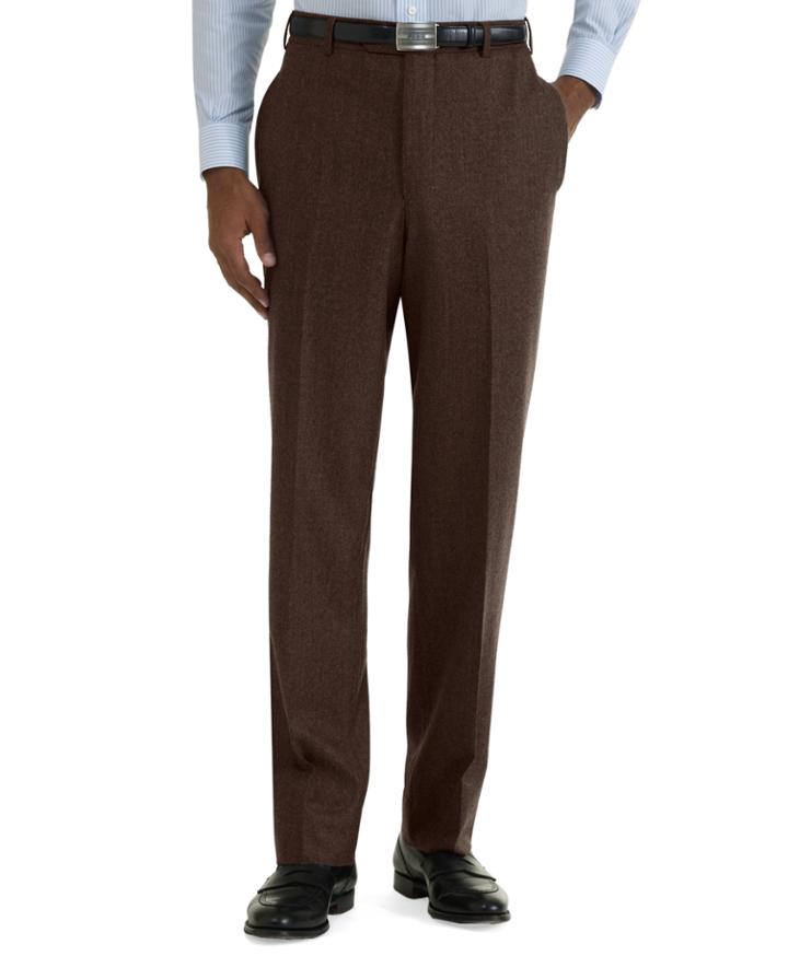 Brooks Brothers Men's Milano Fit Plain-front Flannel Trousers