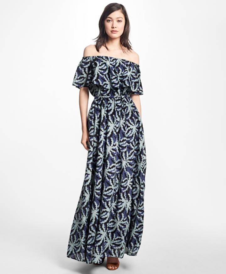 Brooks Brothers Women's Palm Tree Print Cotton-silk Maxi Dress