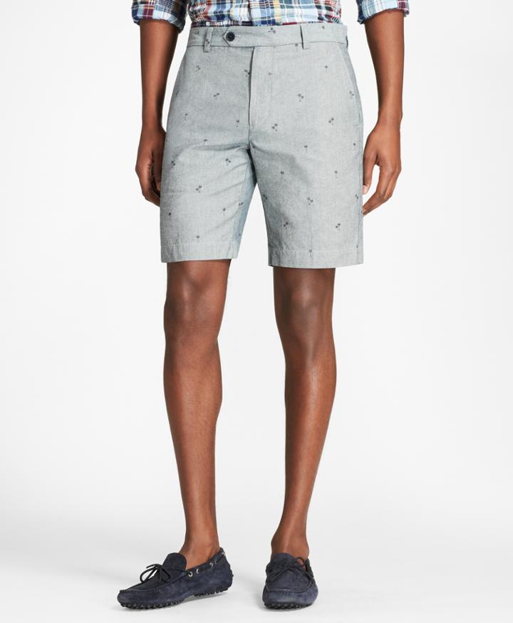 Brooks Brothers Men's Palm Tree Print Chambray Shorts