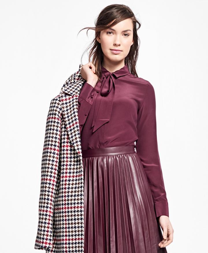 Brooks Brothers Women's Silk Tie-neck Blouse