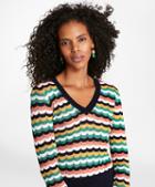 Brooks Brothers Scalloped Stripe Pointelle Sweater