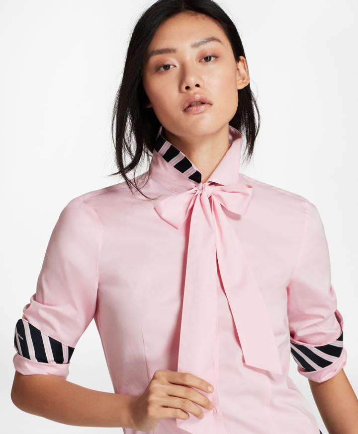 Brooks Brothers Women's Bow-neck Stretch Cotton Poplin Shirt