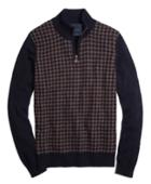 Brooks Brothers Men's Cashmere Large Houndstooth Half-zip Mockneck Sweater
