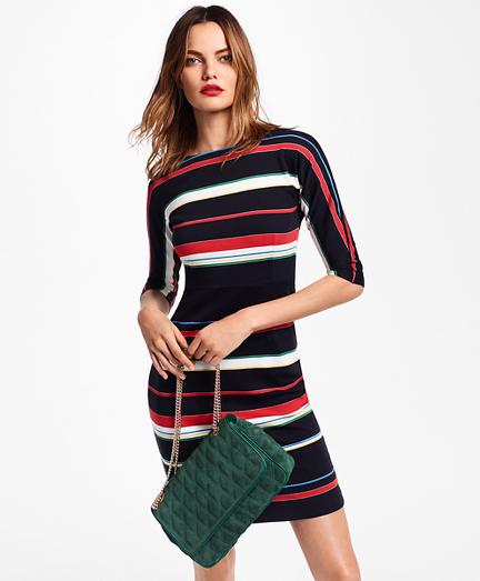 Brooks Brothers Striped Supima Cotton Interlock Jersey Dress