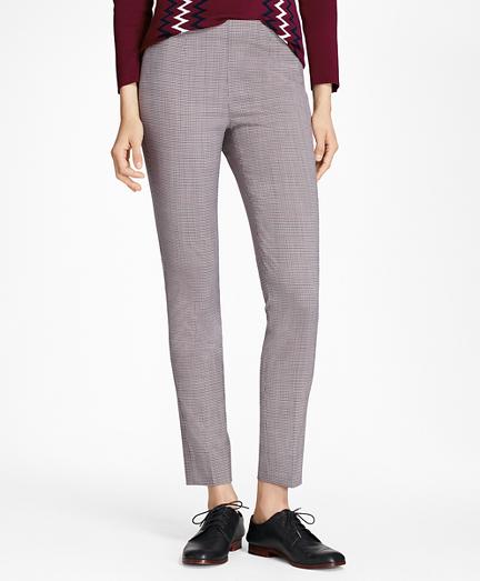 Brooks Brothers Micro-plaid Stretch Wool Slim-fit Pants