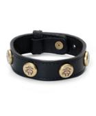 Brooks Brothers Leather Bracelet With Golden Fleece Rivets