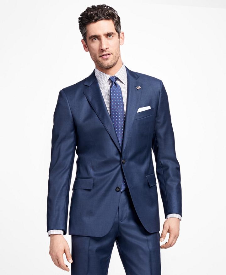 Brooks Brothers Men's Regent Fit Saxxon Wool Sharkskin 1818 Suit
