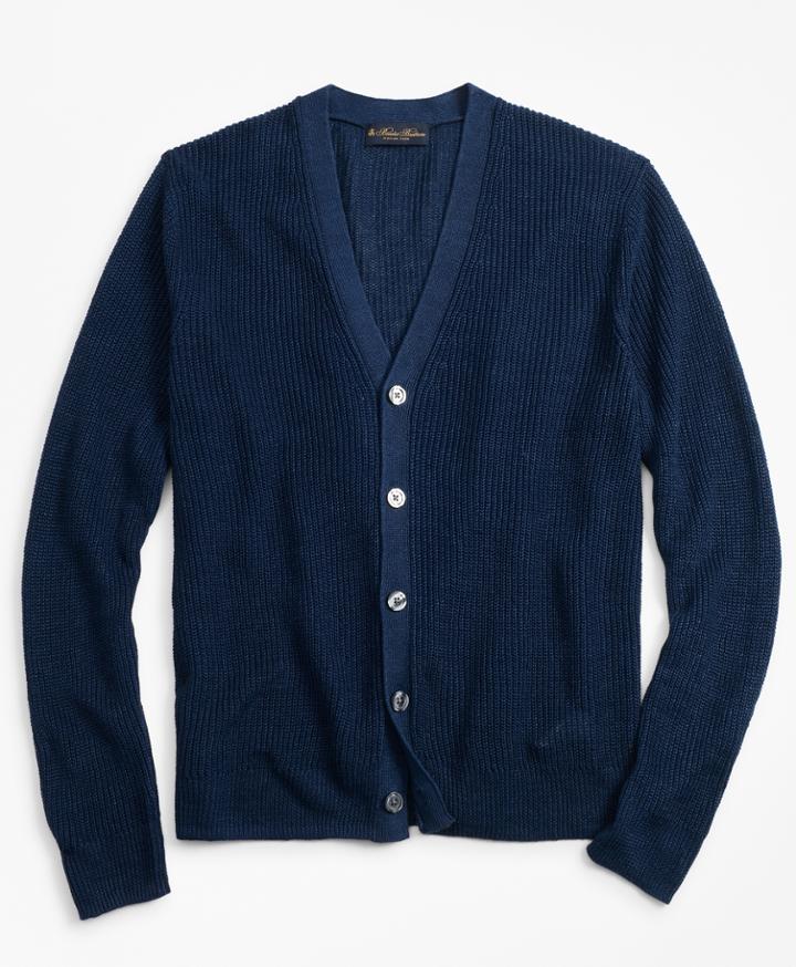Brooks Brothers Men's Linen Shaker Stitch Cardigan