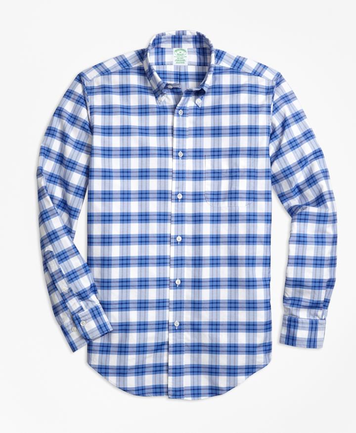 Brooks Brothers Men's Milano Fit Oxford Plaid Sport Shirt