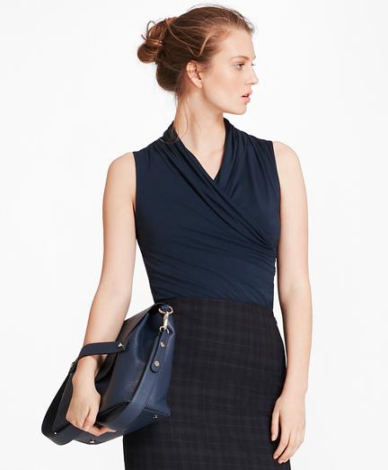 Brooks Brothers Jersey Faux Wrap Shell