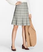 Brooks Brothers Women's Windowpane Stretch-wool-cashmere Fluted Skirt