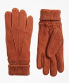 Brooks Brothers Deerskin Suede Knit-trimmed Gloves