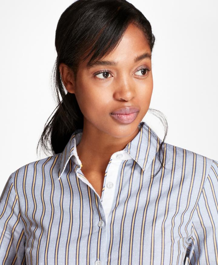 Brooks Brothers Women's Striped Stretch-cotton Dobby Shirt