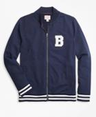 Brooks Brothers Men's French Terry Letterman Lightweight Baseball Jacket