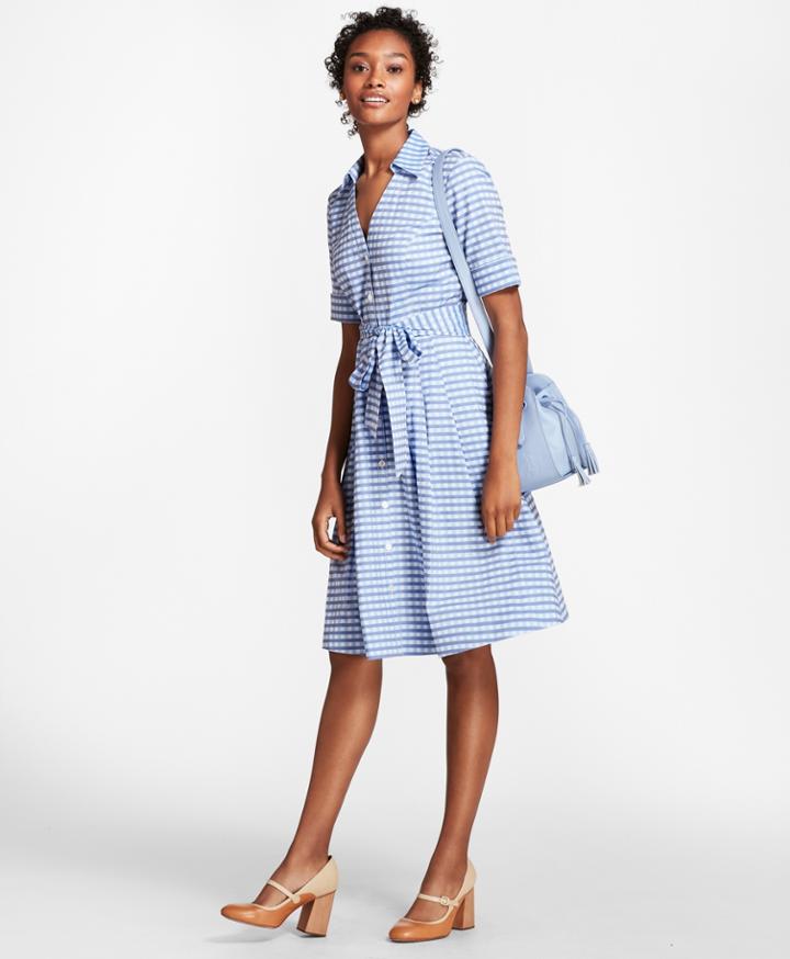 Brooks Brothers Women's Gingham Cotton Shirt Dress