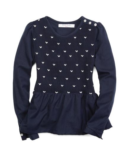 Brooks Brothers Bird's-eye Smocked Blouse