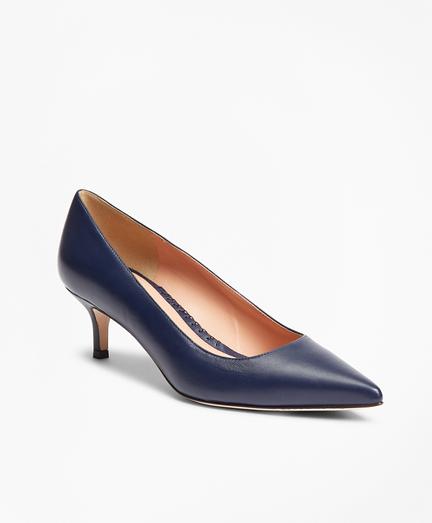 Brooks Brothers Leather Point-toe Kitten-heel Pumps