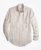 Brooks Brothers Men's Regent Fit Safari Stripe Irish Linen Sport Shirt