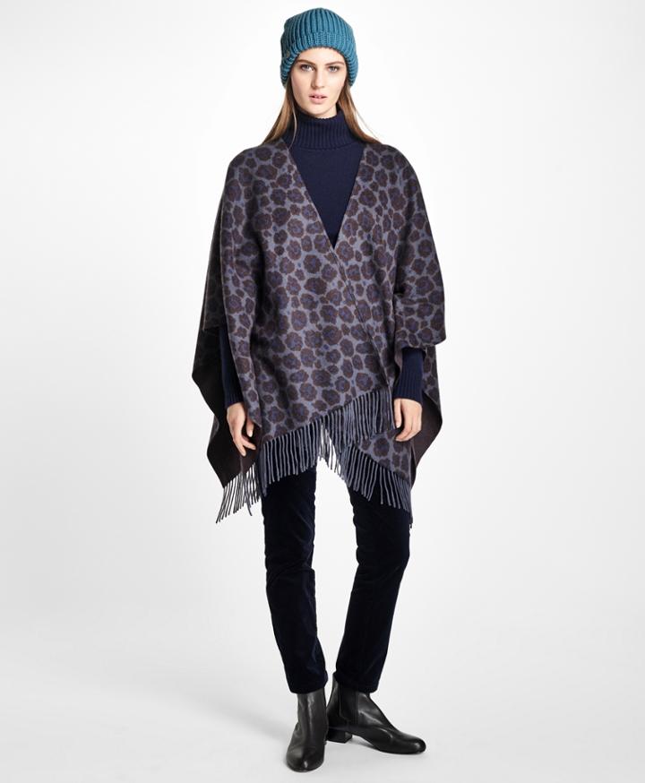 Brooks Brothers Women's Double-faced Animal-print Cashmere Ruana