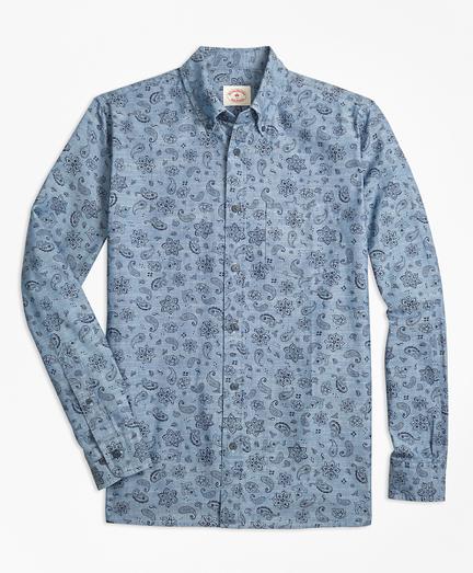 Brooks Brothers Paisley-print Cotton Chambray Sport Shirt
