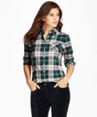 Brooks Brothers Black Watch Brushed Cotton Twill Shirt