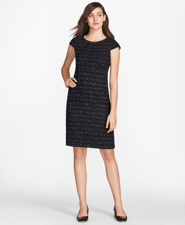 Brooks Brothers Women's Checked Boucle Tweed Sheath Dress