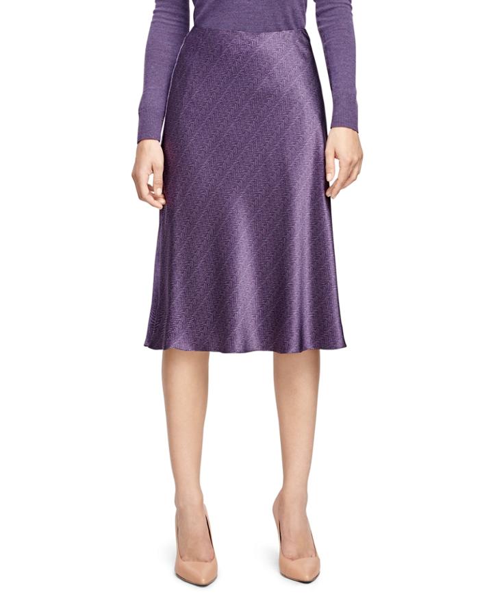 Brooks Brothers Women's Silk Herringbone Flared Skirt