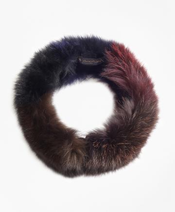 Brooks Brothers Color-block Fox-fur Convertible Scarf-headband
