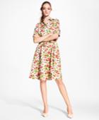 Brooks Brothers Women's Petite Cherry-print Cotton Sateen Shirt Dress