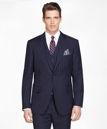 Brooks Brothers Regent Fit Navy Bold Stripe Three-piece 1818 Suit