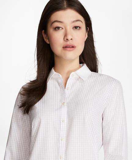 Brooks Brothers Non-iron Windowpane Cotton Dobby Fitted Shirt