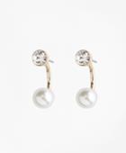 Brooks Brothers Women's Pearl And Crystal Front-back Earrings
