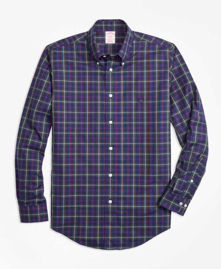 Brooks Brothers Men's Non-iron Madison Fit Malcolm Tartan Sport Shirt