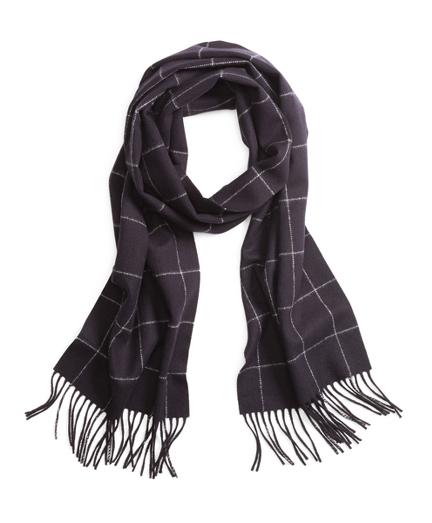 Brooks Brothers Saxxon Wool Windowpane Scarf