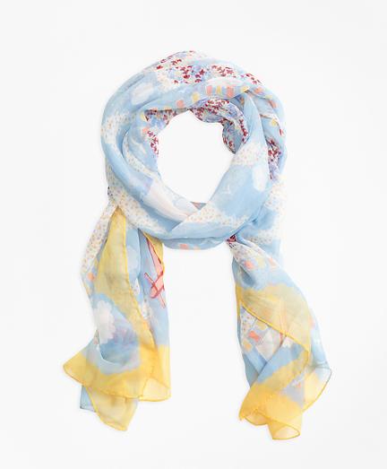 Brooks Brothers Hula-dancer-print Silk Chiffon Oblong Scarf