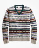 Brooks Brothers Fair Isle Wool-blend V-neck Sweater