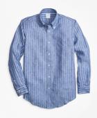 Brooks Brothers Men's Regent Fit Bold Stripe Irish Linen Sport Shirt