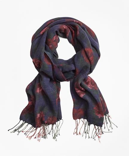 Brooks Brothers Floral Plaid Wool Scarf