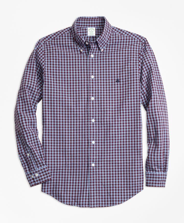 Brooks Brothers Men's Milano Fit Brushed Oxford Gingham Sport Shirt