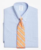 Brooks Brothers Men's Non-iron Slim Fit Tonal Sidewheeler Check Short-sleeve Dress Shirt