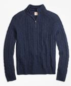 Brooks Brothers Men's Cable-knit Wool-blend Half-zip Sweater